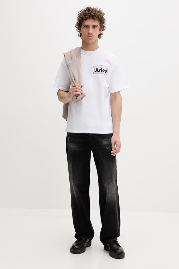 Aries tricou bărbătesc din bumbac AR60000 alb SS24