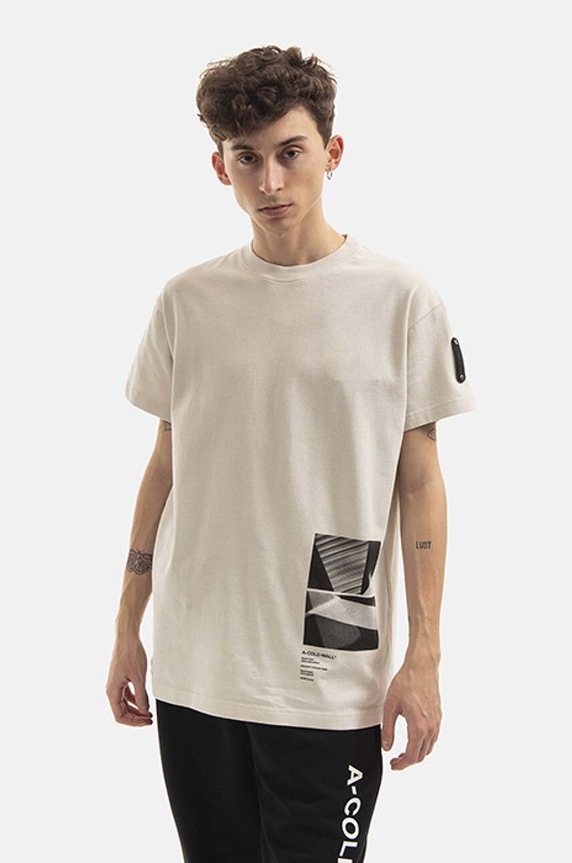 A-COLD-WALL* cotton T-shirt Scan T-shirt cotton beige ACWMTS074.