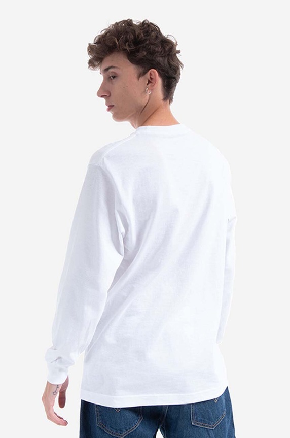 Clothing PLEASURES cotton longsleeve top P21NO002 white