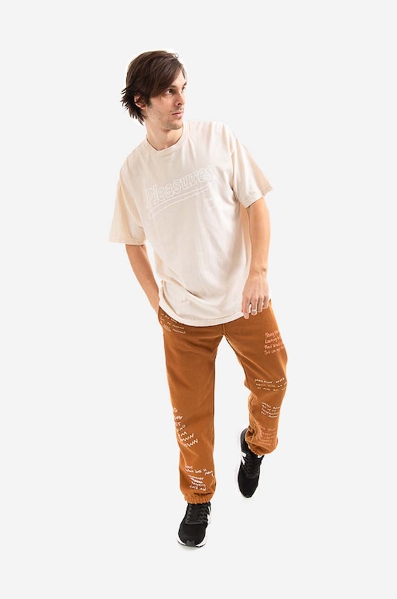 PLEASURES cotton T-shirt P21W040 beige AA00