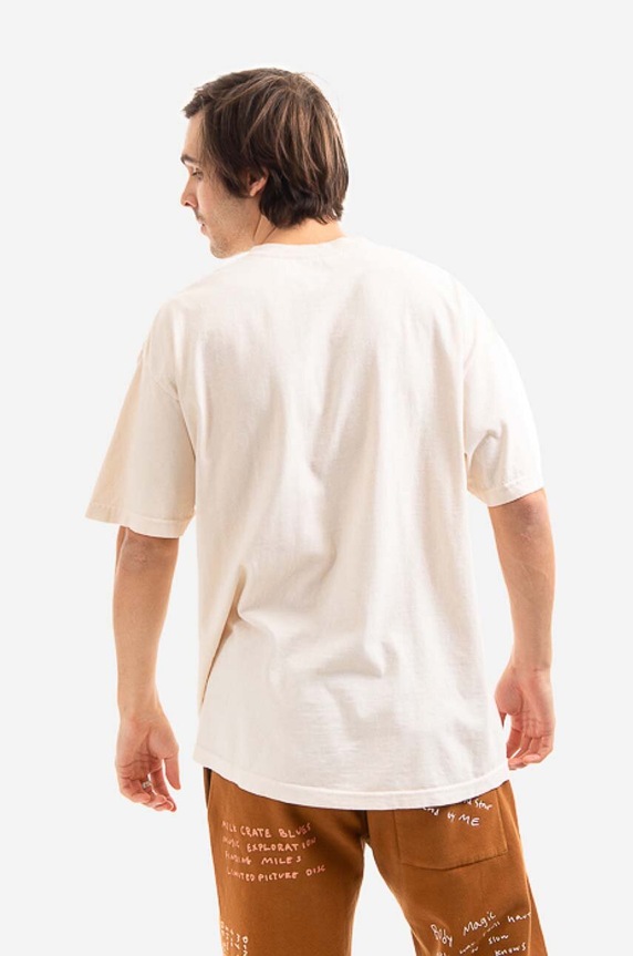 Clothing PLEASURES cotton T-shirt P21W040 beige