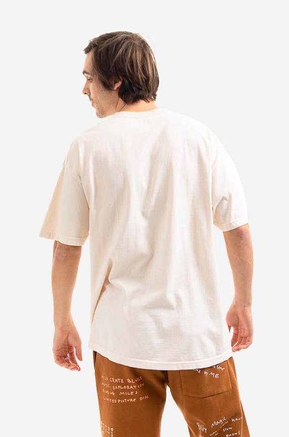Clothing PLEASURES cotton T-shirt P21W040 beige