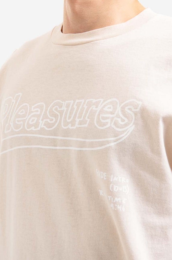 PLEASURES cotton T-shirt beige P21W040