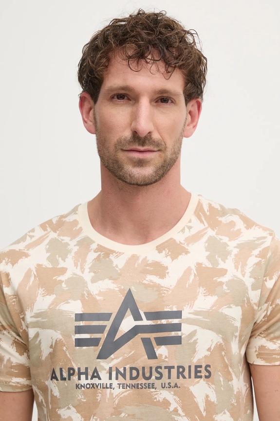 Тениска Alpha Industries Basic бежов 100501C