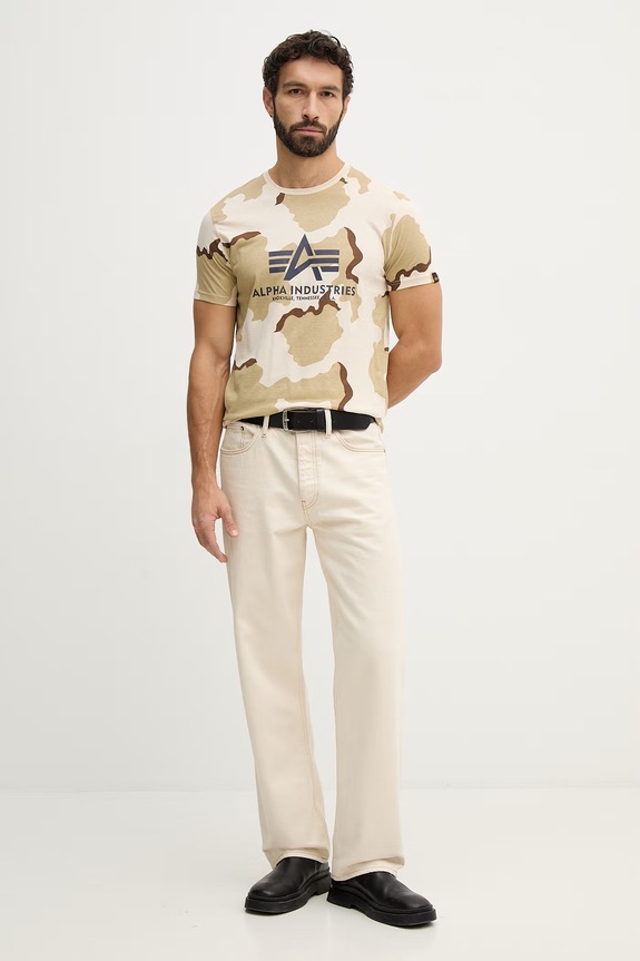 Kratka majica Alpha Industries Basic 100501C bež SS26