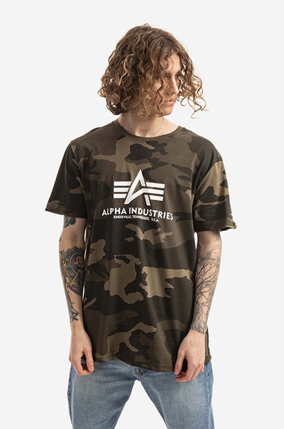 Alpha Industries t-shirt Basic wzorzyste zielony 100501C