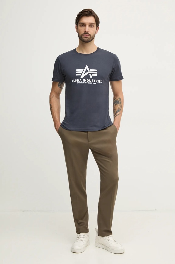 Βαμβακερό μπλουζάκι Alpha Industries Basic 100501.02 σκούρο μπλε SS26