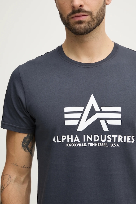 Βαμβακερό μπλουζάκι Alpha Industries Basic 100501.02 σκούρο μπλε