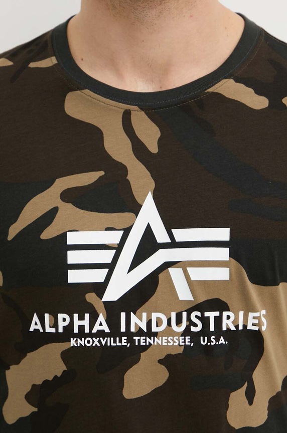 Alpha Industries t-shirt bawełniany Basic T-Shirt Camo 100501C.408 zielony