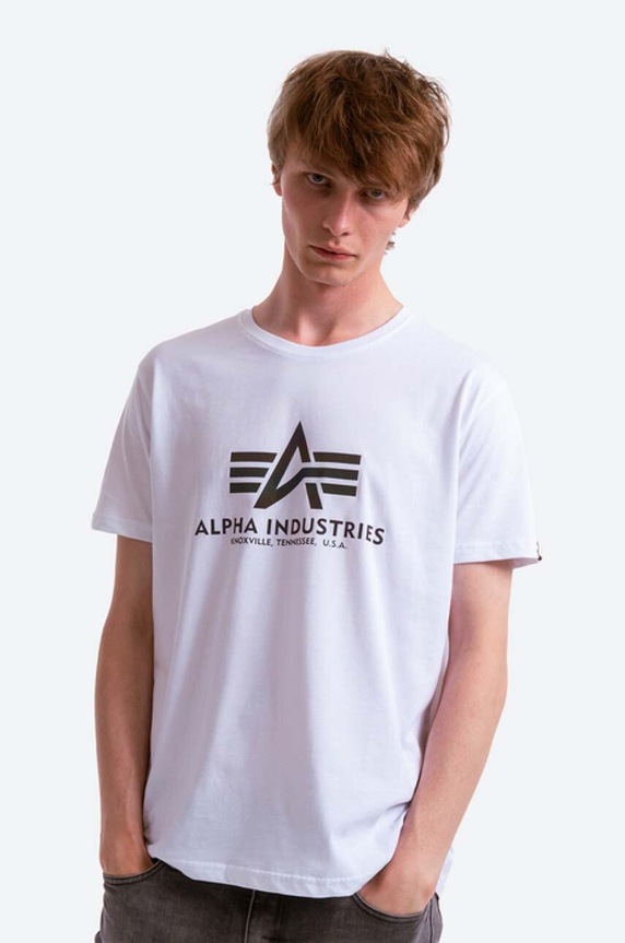 Bavlnené tričko Alpha Industries Rainbow Reflective potlač biela 100501RR.09