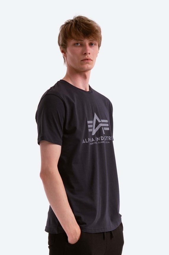 Alpha Industries t-shirt bawełniany Basic T-Shirt 100501.07 granatowy