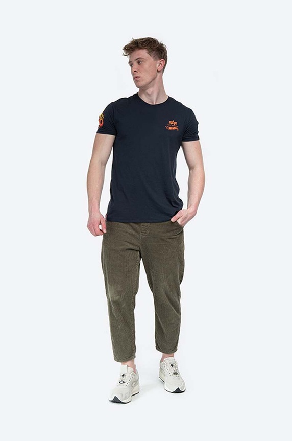 Alpha Industries cotton T-shirt Flame T 116531.07 navy AA00