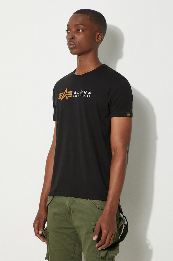 Alpha Industries cotton T-shirt Alpha Industries Alpha Label T 118502 03 black 118502.03