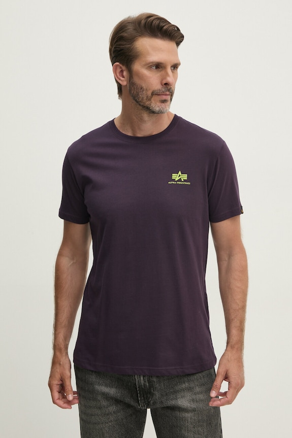 Βαμβακερό μπλουζάκι Alpha Industries Backprint T βαμβάκι μωβ 128507.