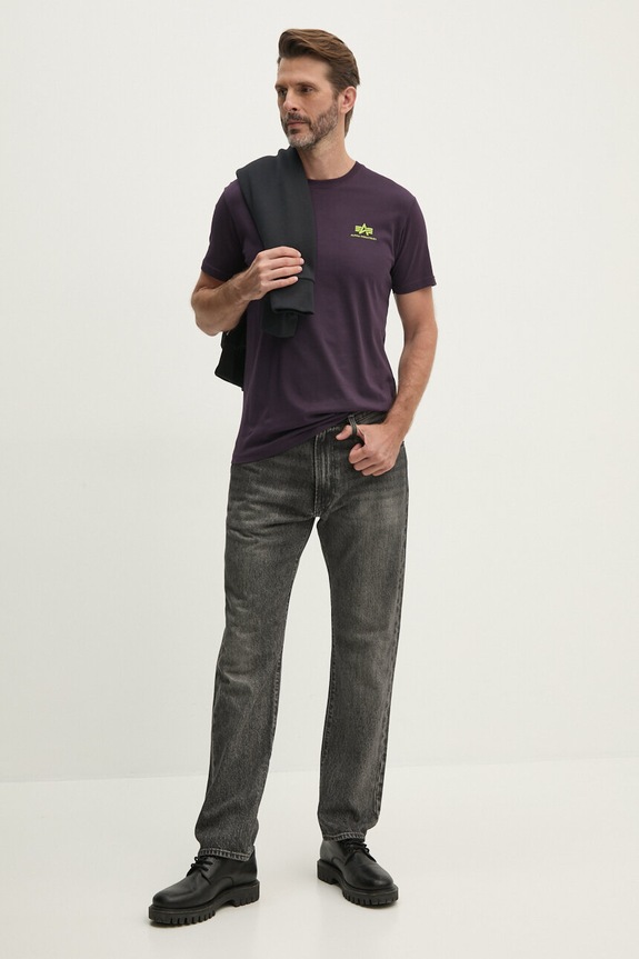 Βαμβακερό μπλουζάκι Alpha Industries Backprint T 128507. μωβ SS26