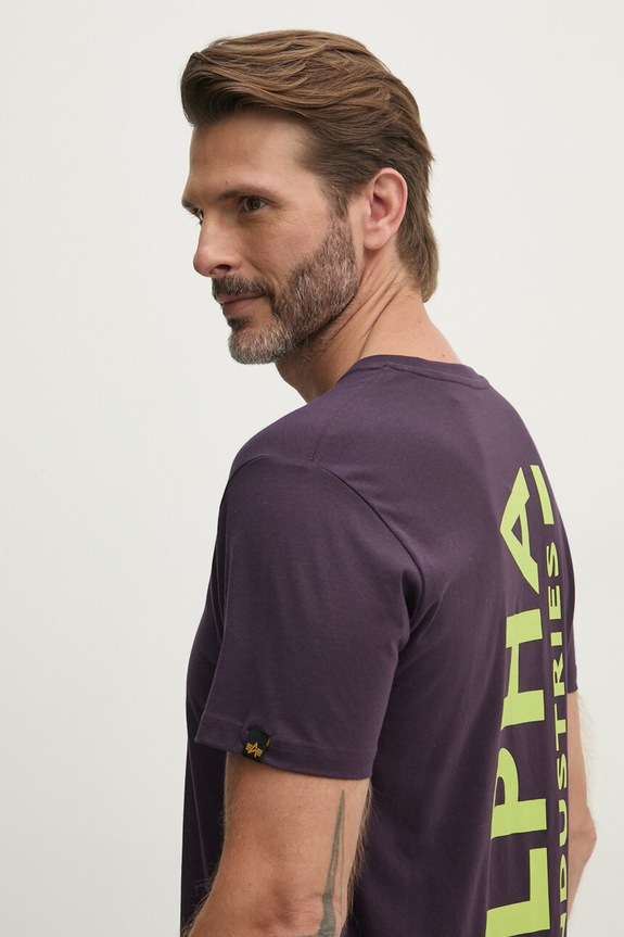 Βαμβακερό μπλουζάκι Alpha Industries Backprint T μωβ 128507.