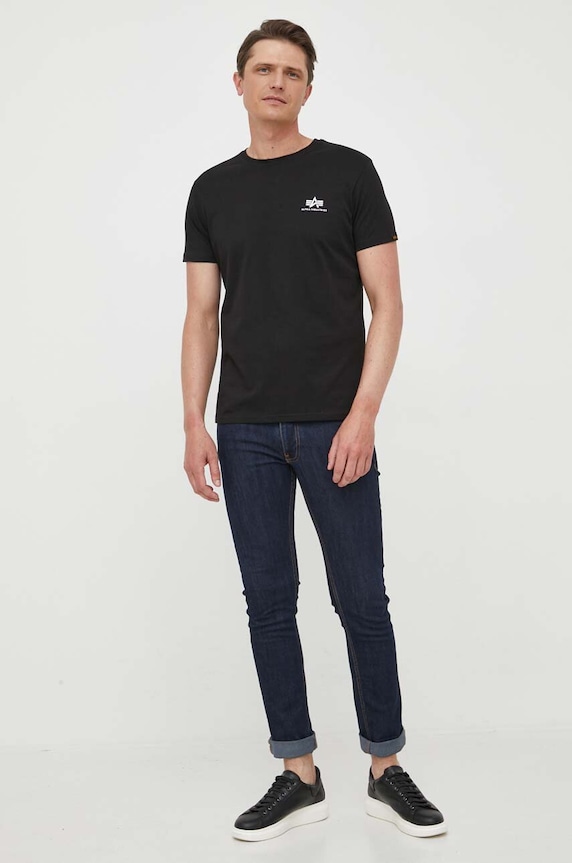 Βαμβακερό μπλουζάκι Alpha Industries Koszulka Alpha Industries Backprint T 128507 03 128507. μαύρο SS26