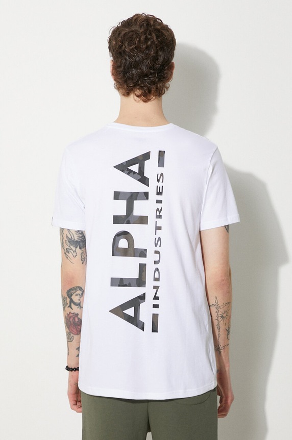 Alpha Industries tricou din bumbac print alb 128507CP.573