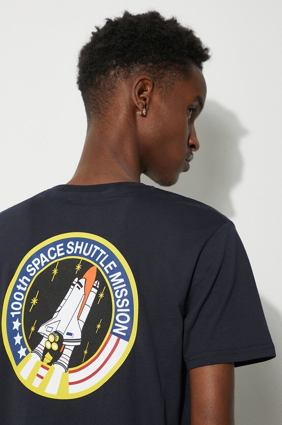 Alpha Industries t-shirt bawełniany Space Shuttle T bawełna granatowy 176507.07