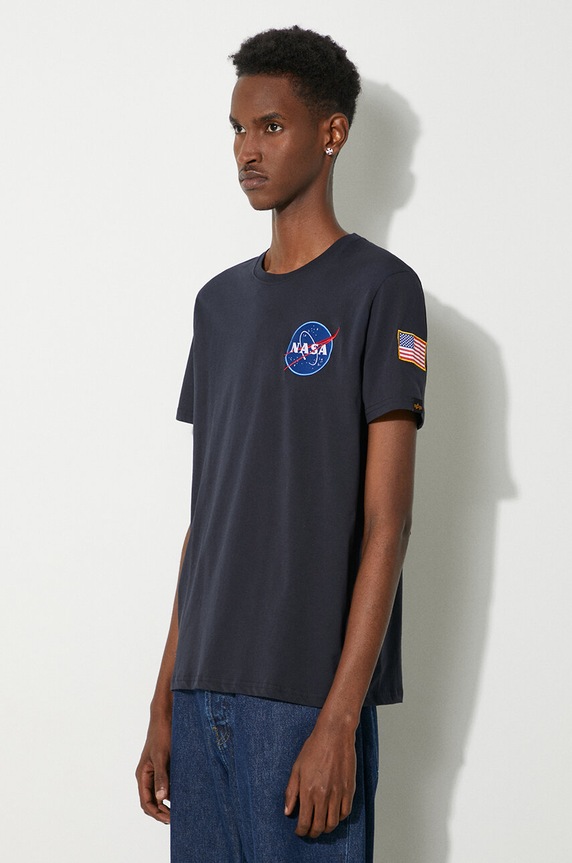 Alpha Industries t-shirt bawełniany Space Shuttle T 176507.07 granatowy