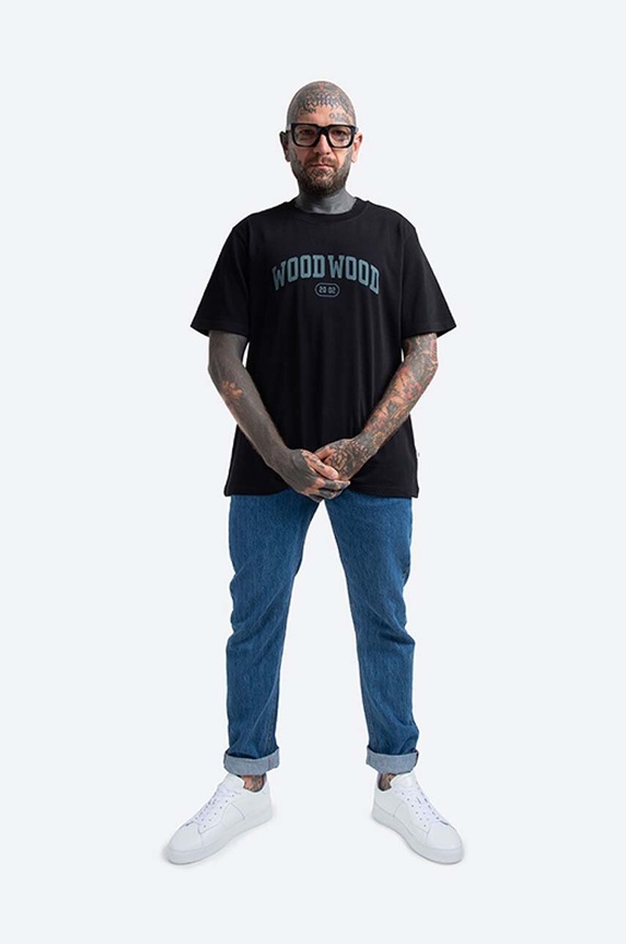 Bavlněné tričko Wood Wood Bobby IVY T-shirt 12135703.2489 černá AA00