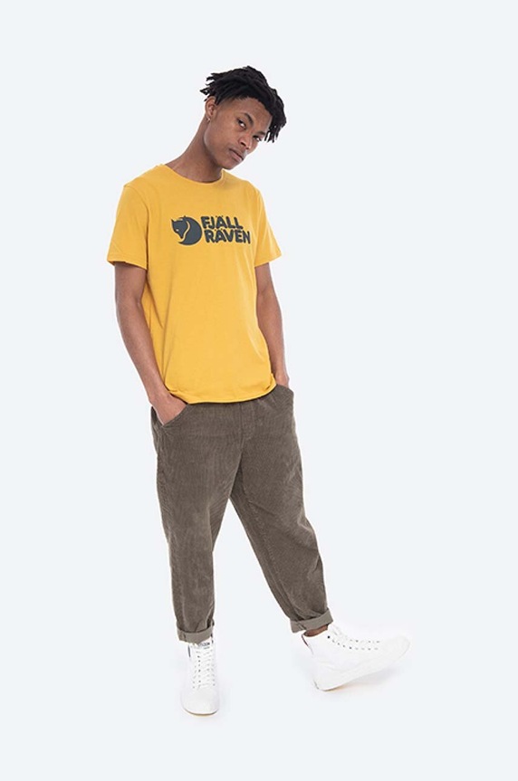 Fjallraven tricou din bumbac Fjallraven Logo F87310 galben AA00