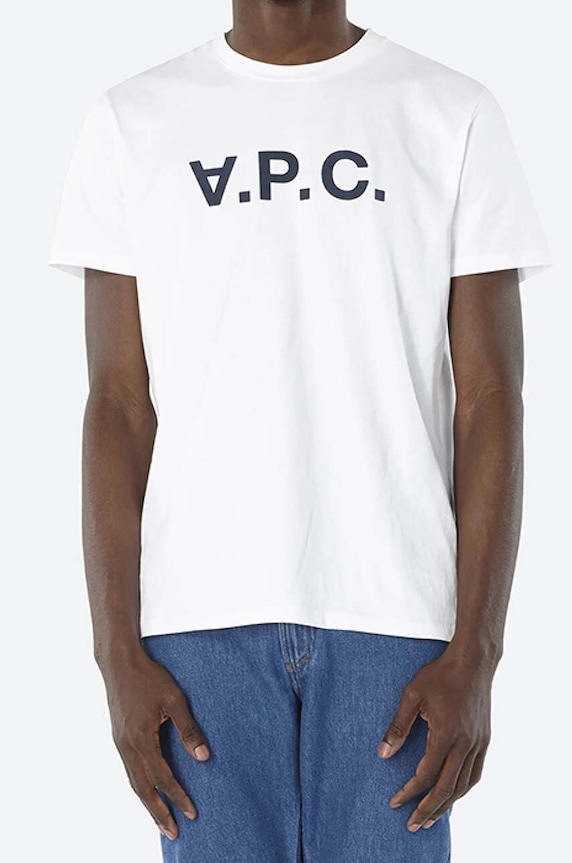 Bavlnené tričko A.P.C. Vpc Blanc biela COBQX.H26586