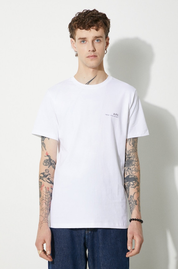 A.P.C. t-shirt bawełniany Item F nadruk biały COEOP.H26904