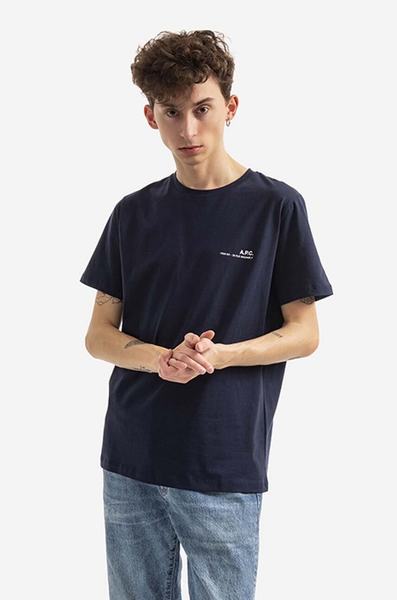 A.P.C. cotton T-shirt Item F cotton navy COEOP.H26904