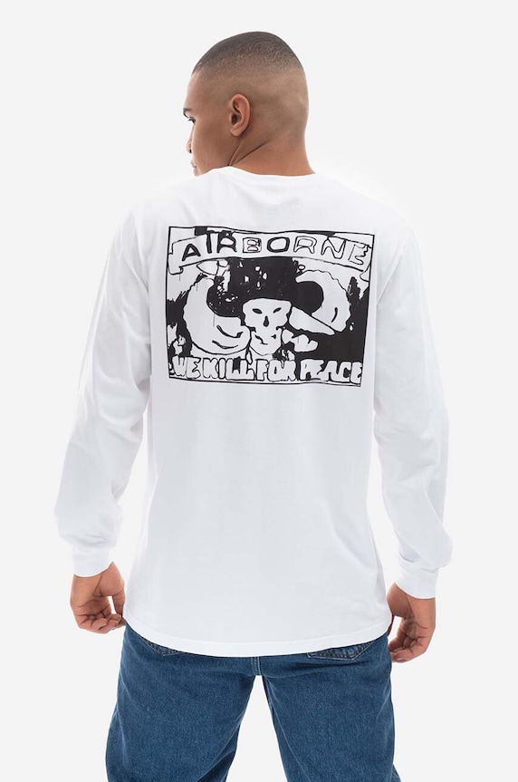 Oblečenie Bavlnené tričko s dlhým rukávom Maharishi Andy Warhol Airborne L/S T-shirt 9923 WHITE 9923.WHITE biela