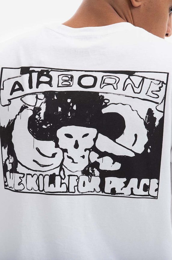 Bavlnené tričko s dlhým rukávom Maharishi Andy Warhol Airborne L/S T-shirt 9923 WHITE biela 9923.WHITE