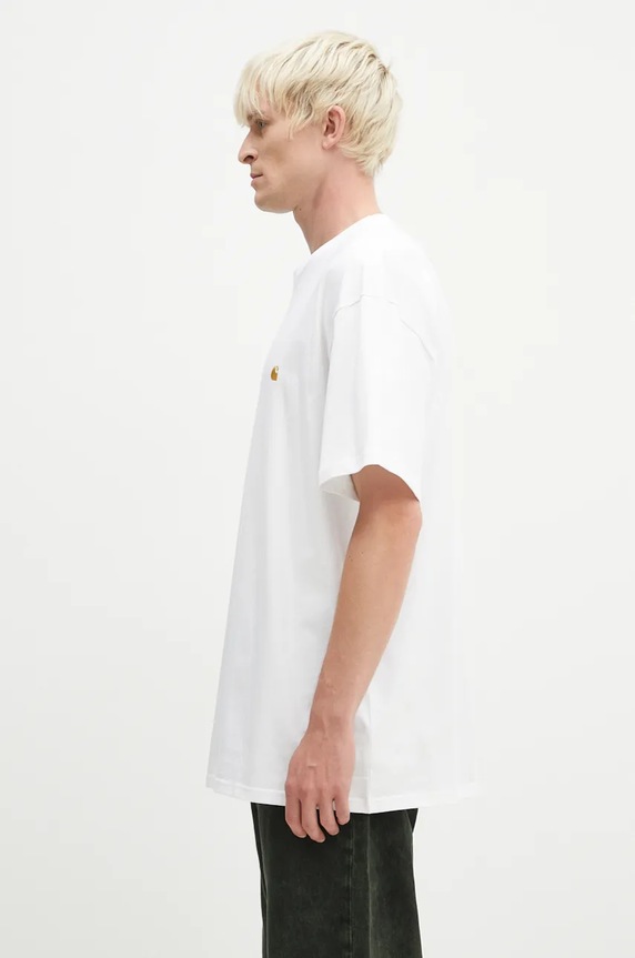 Carhartt WIP cotton t-shirt Chase I026391.WHITE.GOLD white AA00