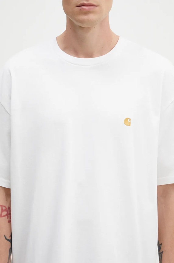 Clothing Carhartt WIP cotton t-shirt Chase I026391.WHITE.GOLD white