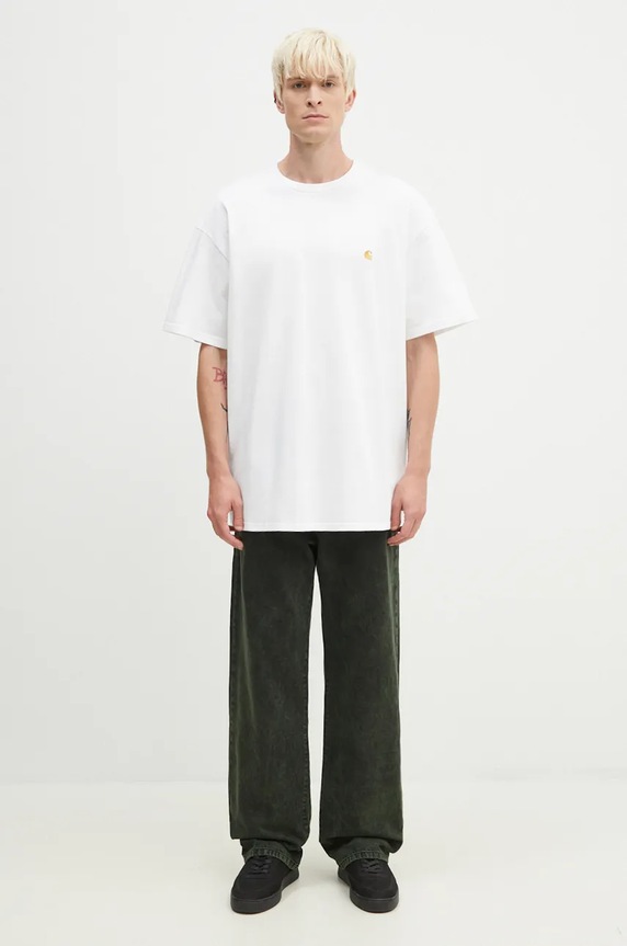 Carhartt WIP cotton t-shirt Chase I026391.WHITE.GOLD white