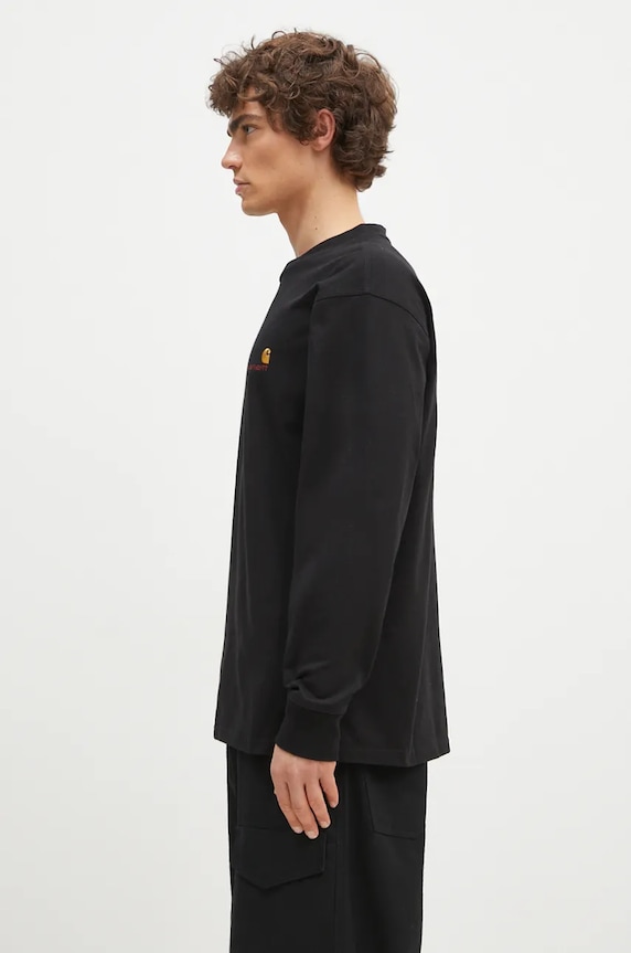 Bavlněné tričko s dlouhým rukávem Carhartt WIP Longsleeve American Script T-Shirt I029955.89XX černá AA00