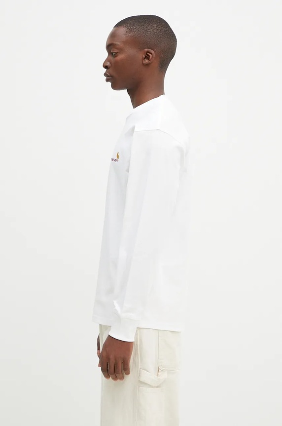 Bavlnené tričko s dlhým rukávom Carhartt WIP Longsleeve American Script T-Shirt I029955.02XX biela AW24
