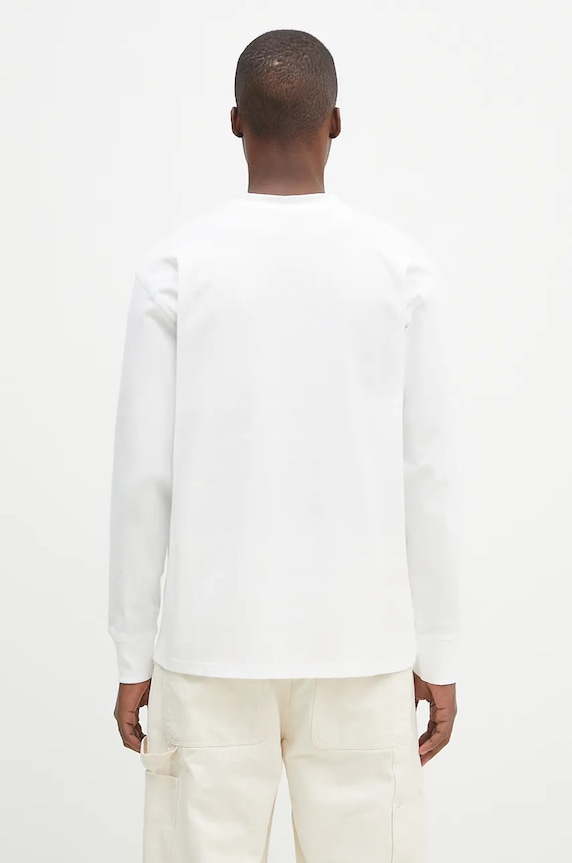 Oblečenie Bavlnené tričko s dlhým rukávom Carhartt WIP Longsleeve American Script T-Shirt I029955.02XX biela