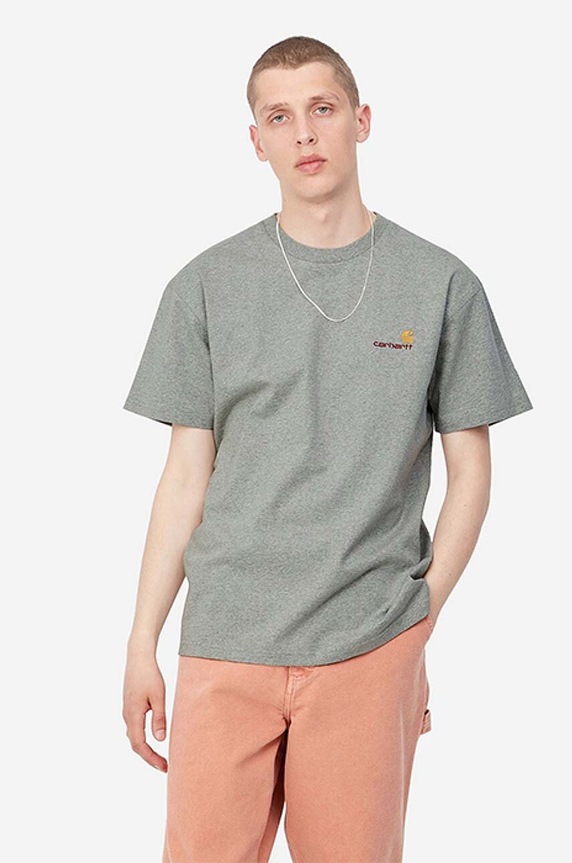 Bavlnené tričko Carhartt WIP relaxed sivá I029956.GREY.HEATH