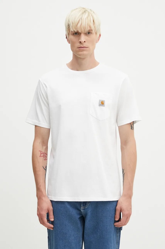 Pamučna majica Carhartt WIP S/S Pocket T-Shirt regular bijela I030434.02XX