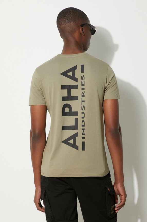 Alpha Industries cotton T-shirt Backprint cotton green 128507.154
