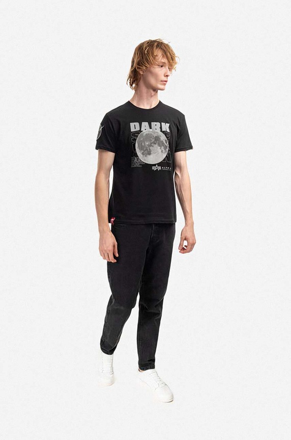 Alpha Industries t-shirt bawełniany 108510.285 czarny AW24