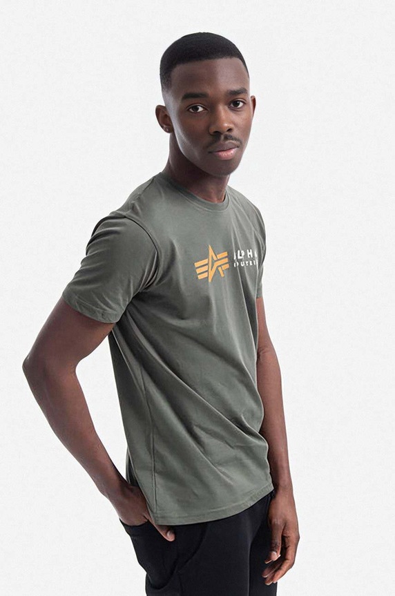 Bavlnené tričko Alpha Industries 118502.142 zelená