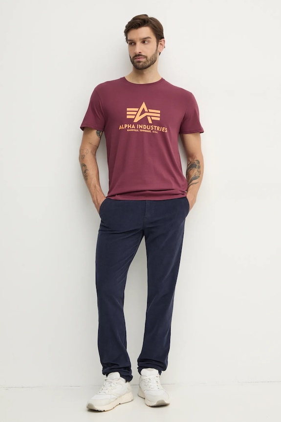 Βαμβακερό μπλουζάκι Alpha Industries 100501.184 μπορντό SS26