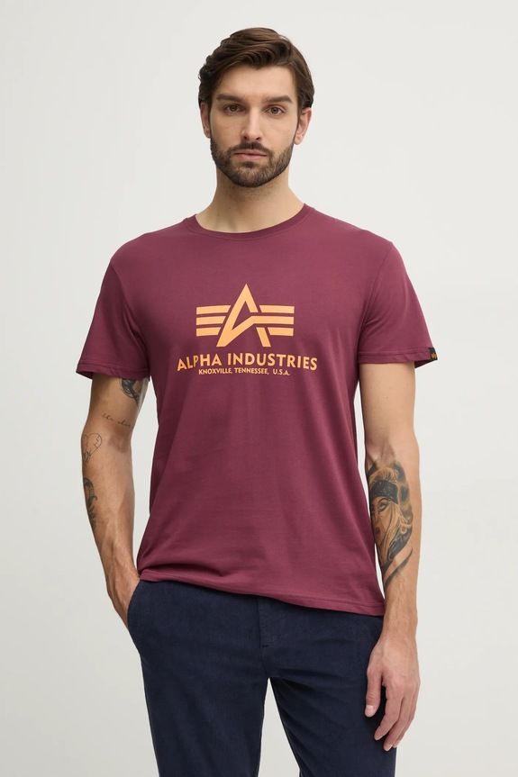 Βαμβακερό μπλουζάκι Alpha Industries μπορντό 100501.184