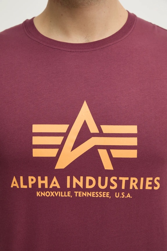 Βαμβακερό μπλουζάκι Alpha Industries 100501.184 μπορντό