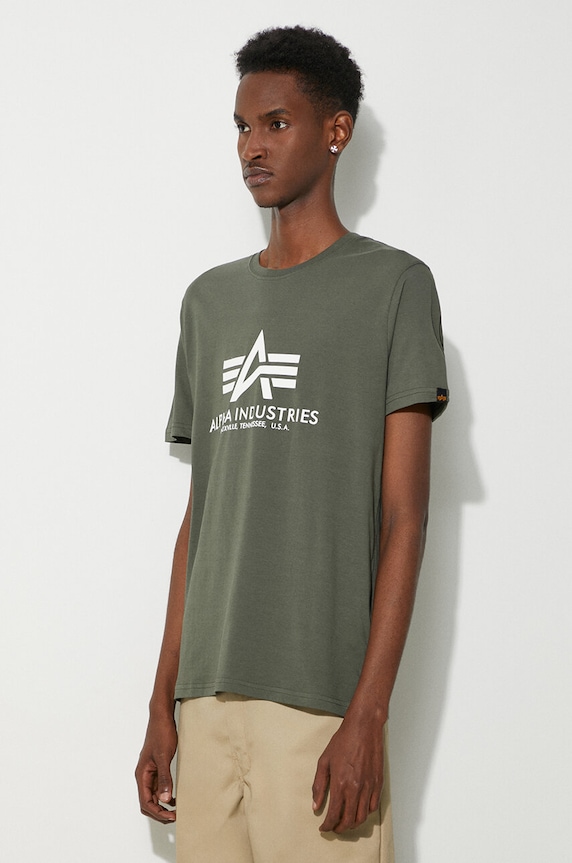Хлопковая футболка Alpha Industries Basic T-Shirt зелёный 100501.142