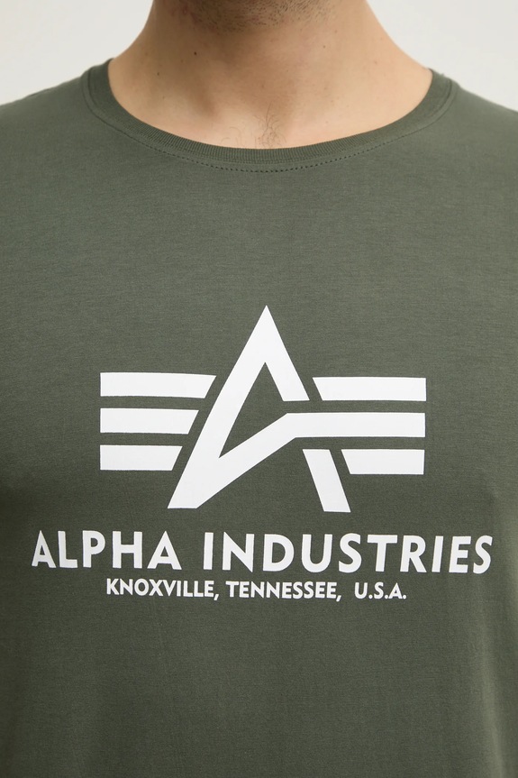 Bavlnené tričko Alpha Industries Basic 100501.142 zelená