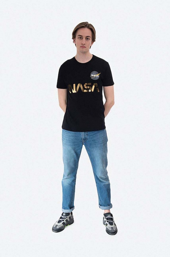 Alpha Industries t-shirt bawełniany NASA Reflective T 178501.365 czarny AA00