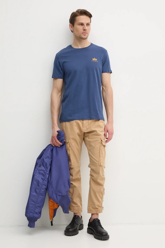 Bavlněné tričko Alpha Industries Basic T Small Logo 188505.435 modrá SS26