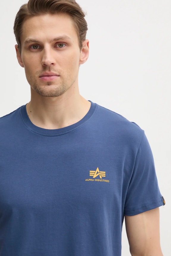 Bavlněné tričko Alpha Industries Basic T Small Logo modrá 188505.435